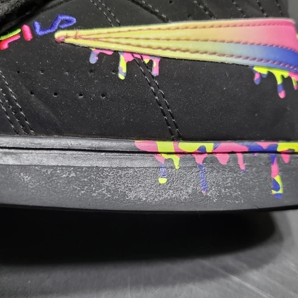 Fila Vulc Paint Drip Black And Pink Sneakers Girls Size‎ 1